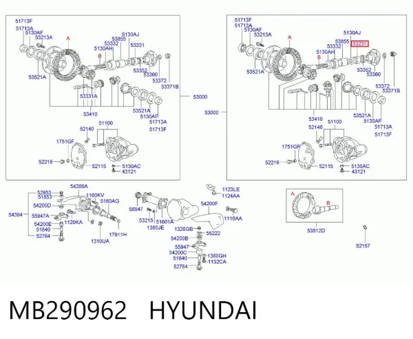 Rodamiento exterior del piñón del eje trasero MB290962 Hyundai/Kia
