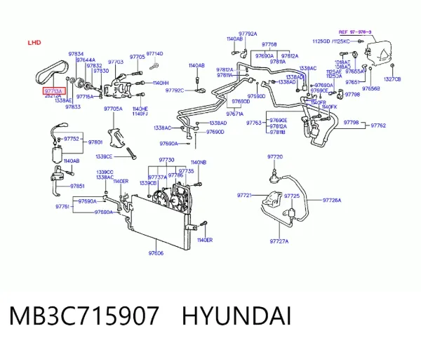 Correa de alternador MB3C715907 Hyundai/Kia