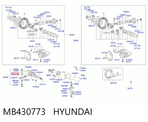 Buje de la traviesa de montaje del diferencial delantero derecho MB430773 Hyundai/Kia
