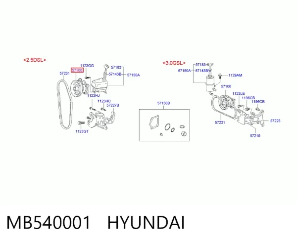 Bomba de dirección MB540001 Hyundai/Kia