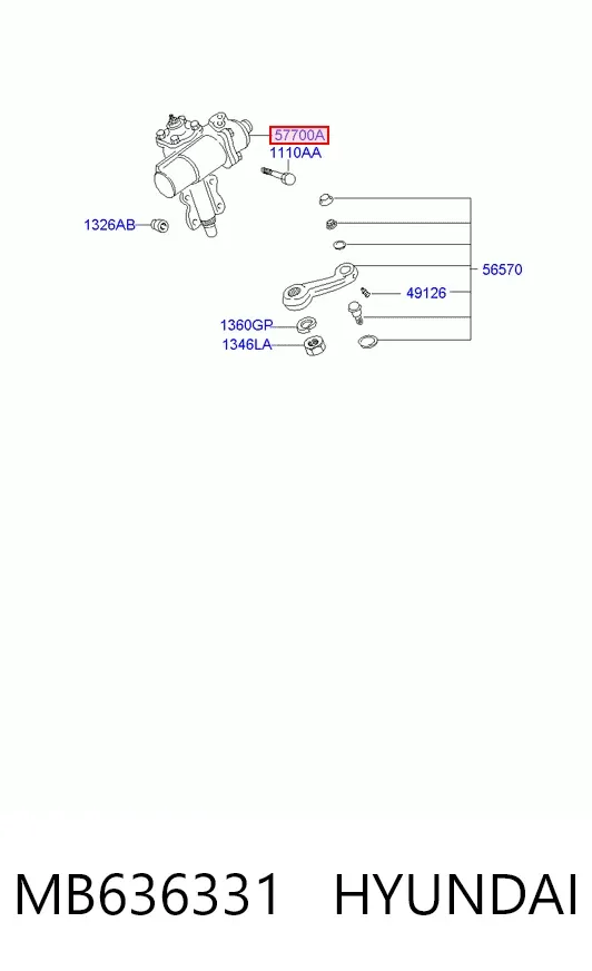 Caja de dirección MB636331 Hyundai/Kia