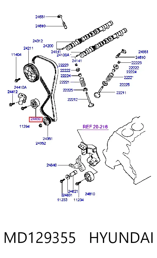 Tensor correa distribución MD129355 Hyundai/Kia