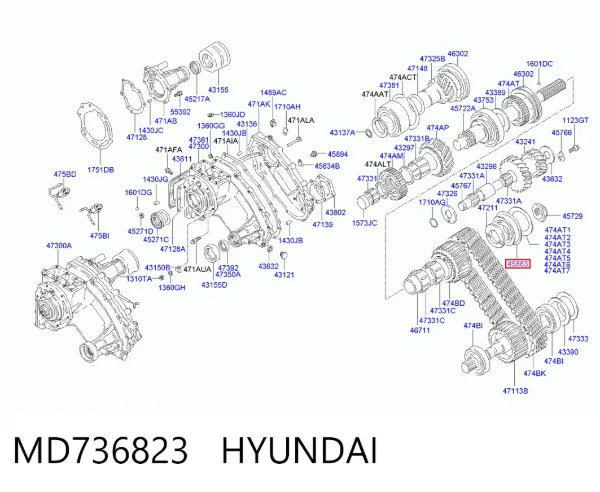 Cojinete del eje secundario de la caja de cambios MD736823 Hyundai/Kia