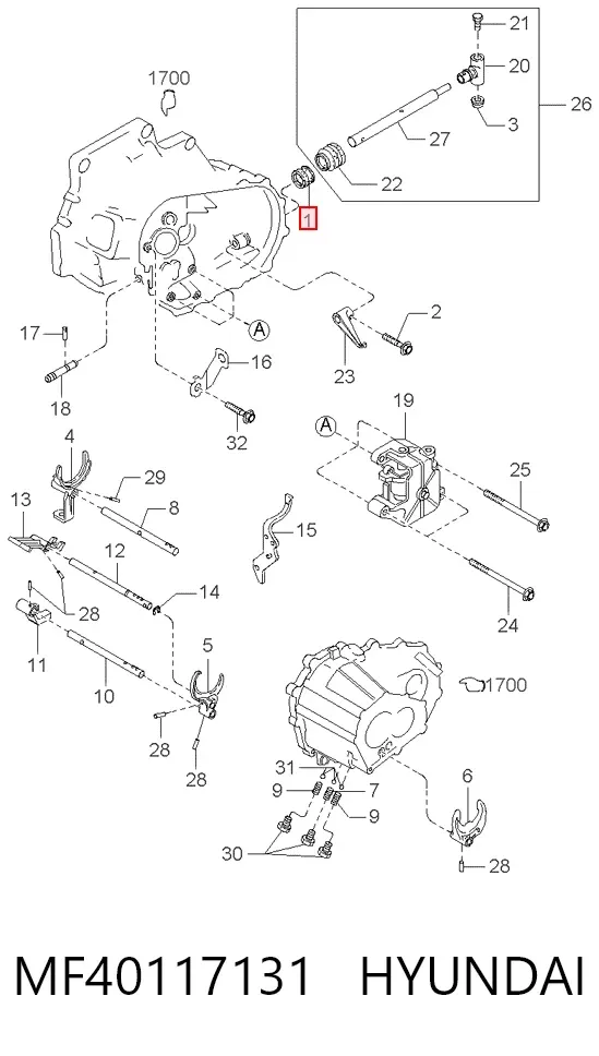 Retén palanca selectora MF40117131 Hyundai/Kia