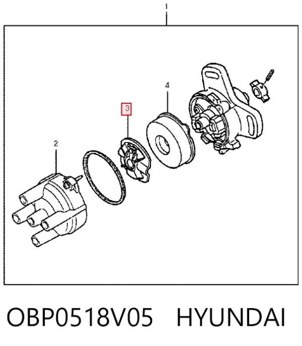 Rotor del distribuidor de encendido OBP0518V05 Hyundai/Kia