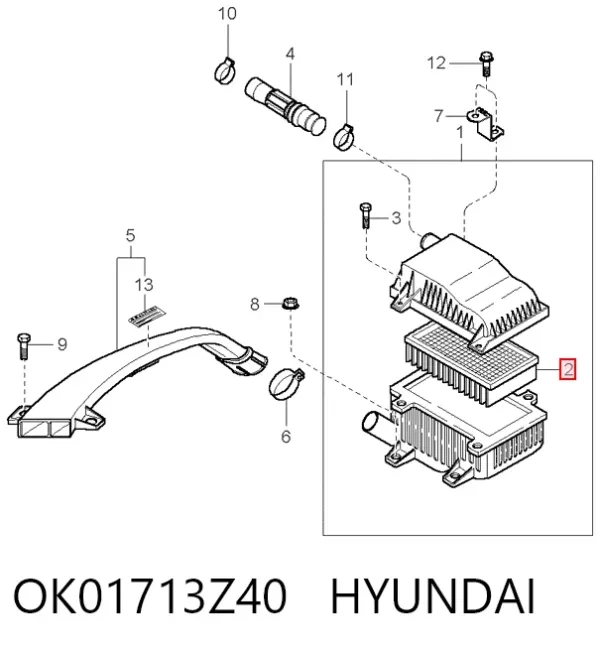 Filtro de aire OK01713Z40 Hyundai/Kia