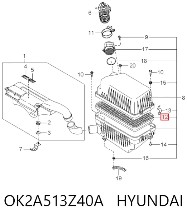 Filtro de aire OK2A513Z40A Hyundai/Kia