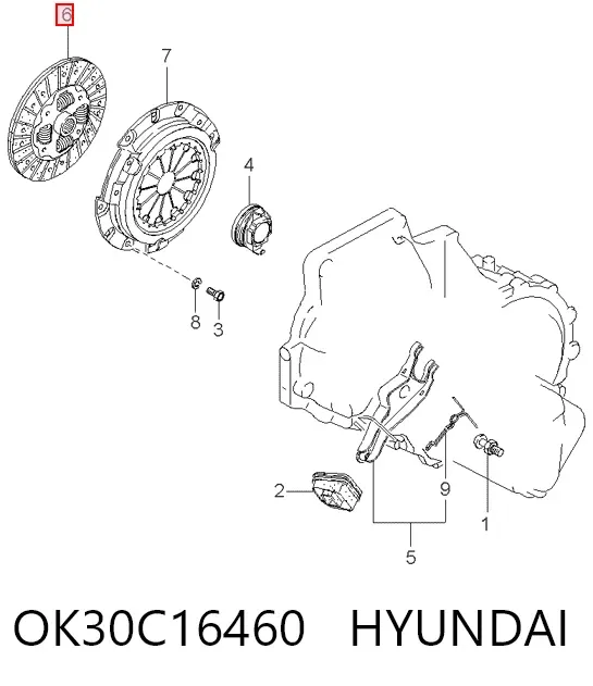 Disco de embrague OK30C16460 Hyundai/Kia