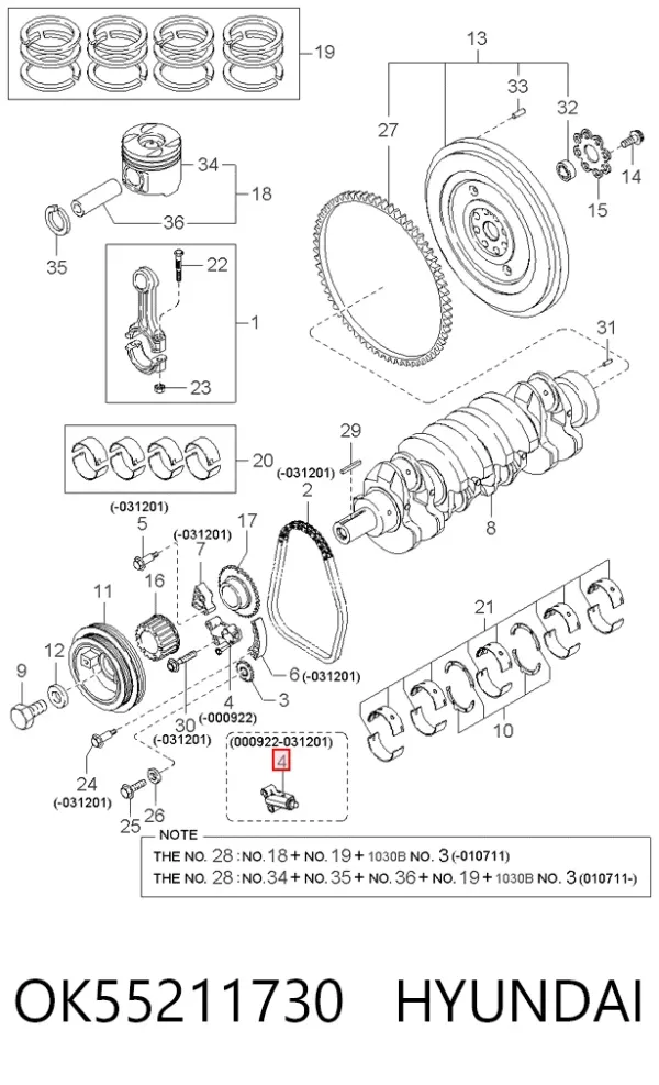 Tensor de cadena de distribución OK55211730 Hyundai/Kia
