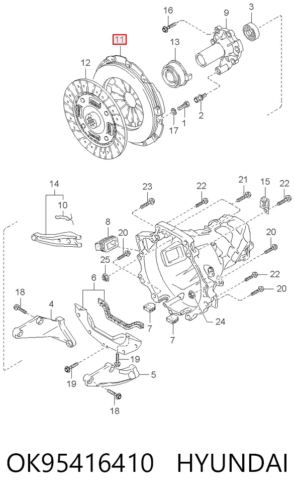 Plato de presión de embrague OK95416410 Hyundai/Kia