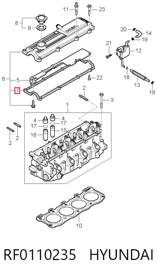 Junta tapa de balancines RF0110235 Hyundai/Kia