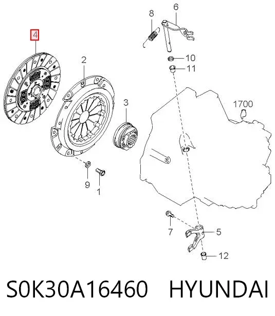 Disco de embrague S0K30A16460 Hyundai/Kia