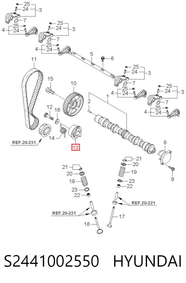 Tensor, correa de distribucion S2441002550 Hyundai/Kia