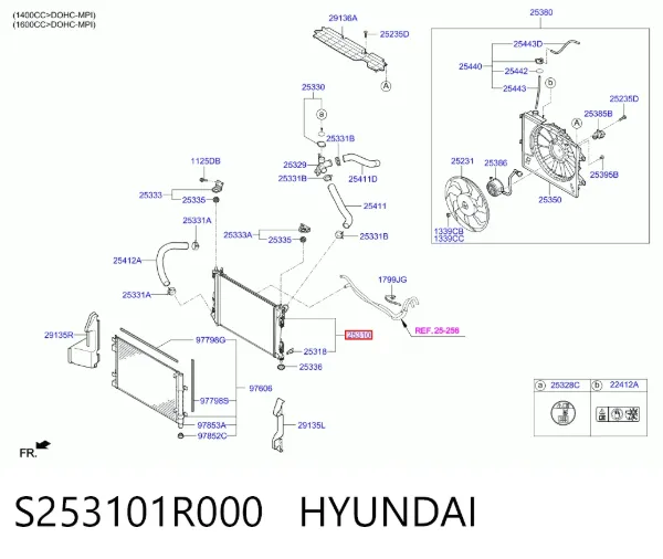 Radiador S253101R000 Hyundai/Kia