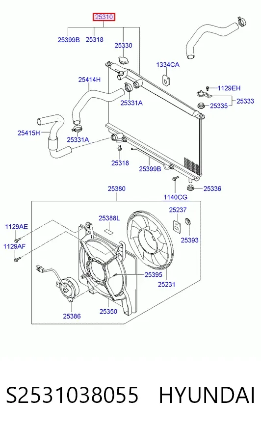 Radiador S2531038055 Hyundai/Kia