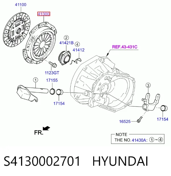 Plato de presión de embrague S4130002701 Hyundai/Kia