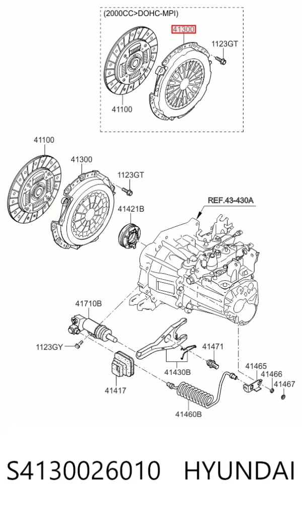 Plato de presión de embrague S4130026010 Hyundai/Kia