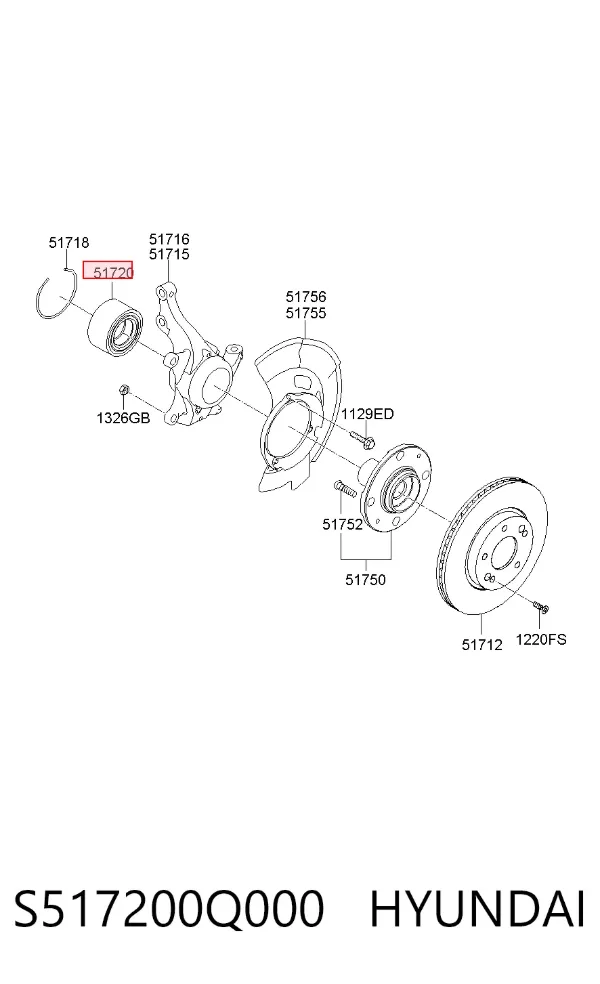 Cojinete de rueda delantero S517200Q000 Hyundai/Kia