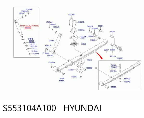 Amortiguador trasero S553104A100 Hyundai/Kia