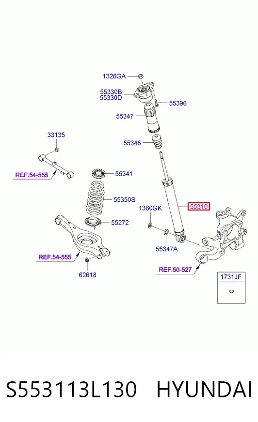Amortiguador trasero S553113L130 Hyundai/Kia