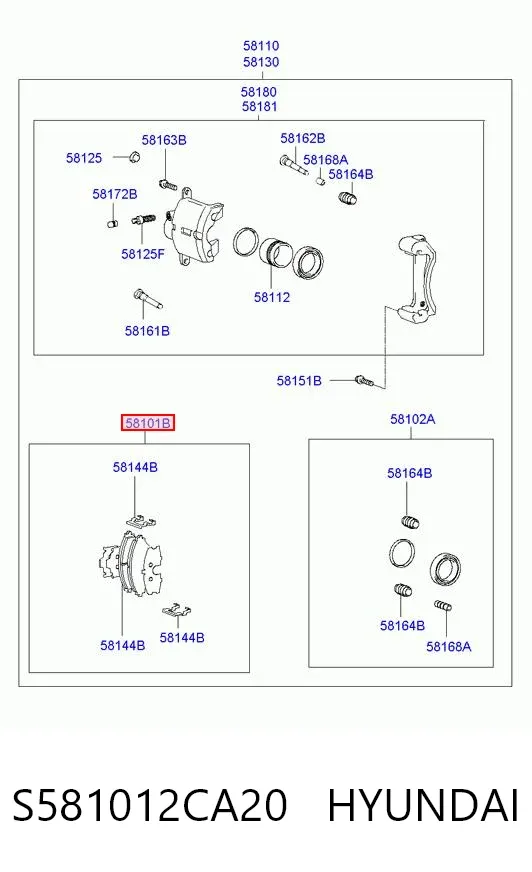 Pastillas de freno S581012CA20 Hyundai/Kia