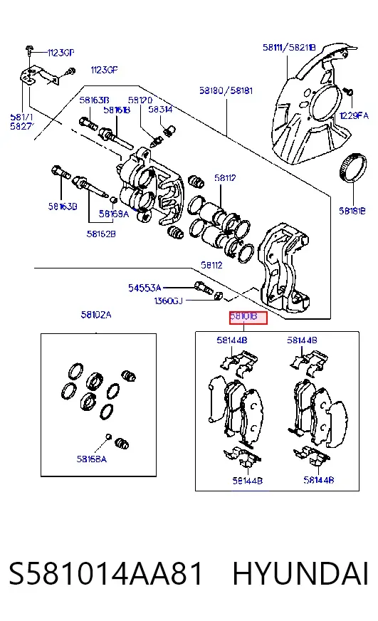 Pastillas de freno S581014AA81 Hyundai/Kia