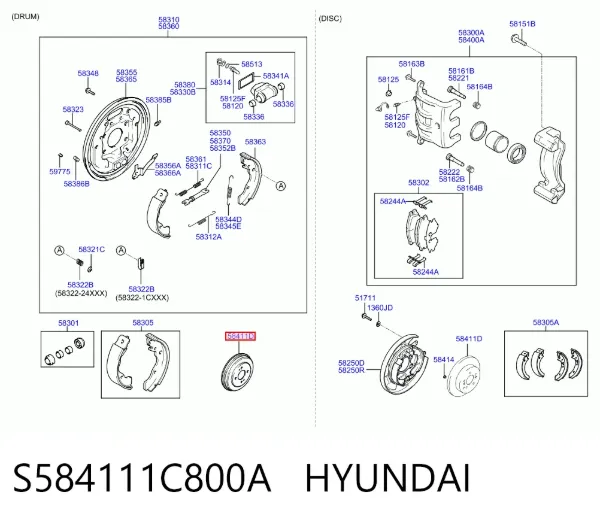 Disco de freno trasero S584111C800A Hyundai/Kia