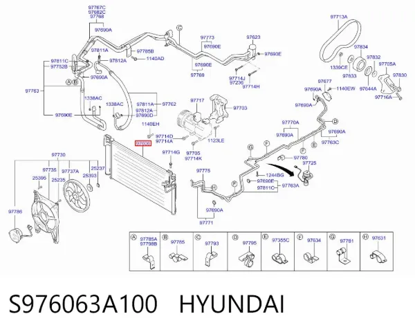 Condensador aire acondicionado S976063A100 Hyundai/Kia