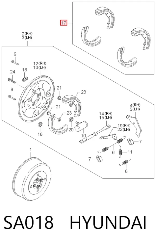 Zapatas de freno SA018 Hyundai/Kia
