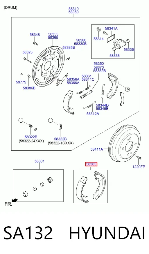 Zapatas de freno SA132 Hyundai/Kia