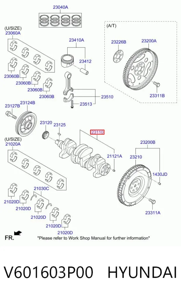 Cigüeñal V601603P00 Hyundai/Kia