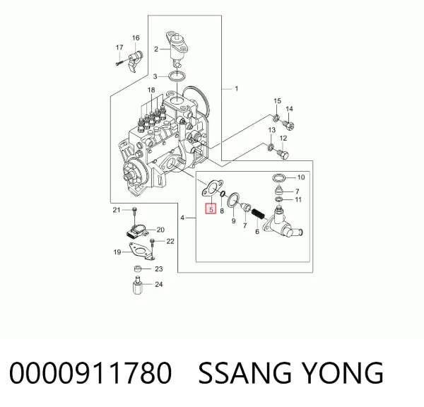 Junta de la bomba de inyección de alta presión 0000911780 Ssang Yong