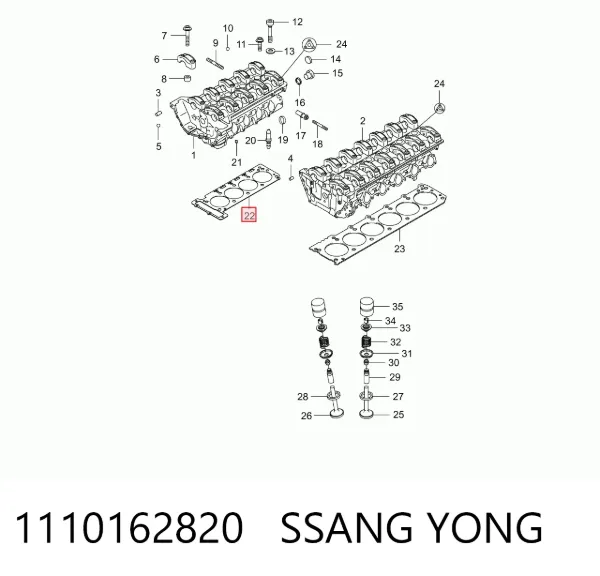 Junta de culata 1110162820 Ssang Yong