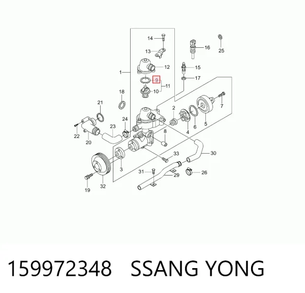 Junta de termostato 159972348 Ssang Yong