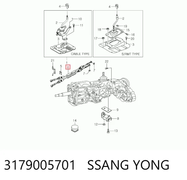 Cable de embrague 3179005701 Ssang Yong