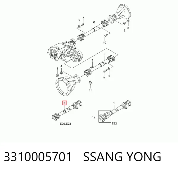 Árbol de transmision delantero 3310005701 Ssang Yong