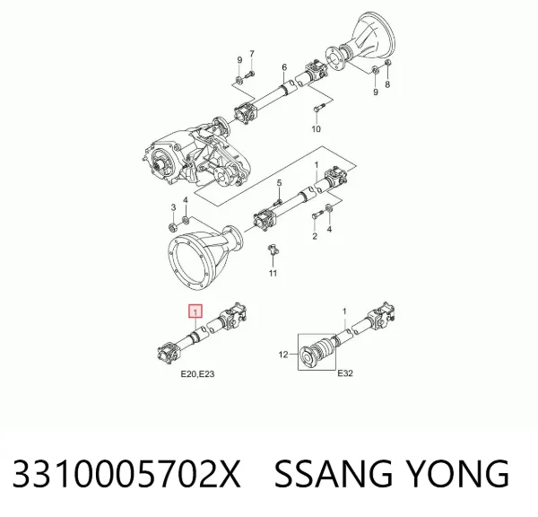 Árbol de transmision delantero 3310005702X Ssang Yong