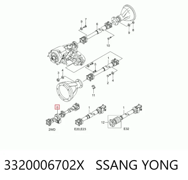 Cardán 3320006702X Ssang Yong