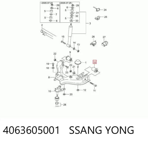 Silentblock del brazo de suspensión 4063605001 Ssang Yong