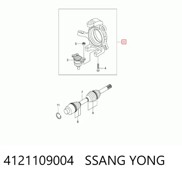 Mangueta delantera izquierda 4121109004 Ssang Yong