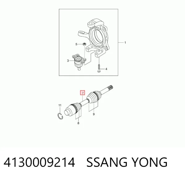 Semieje delantero derecho 4130009214 Ssang Yong