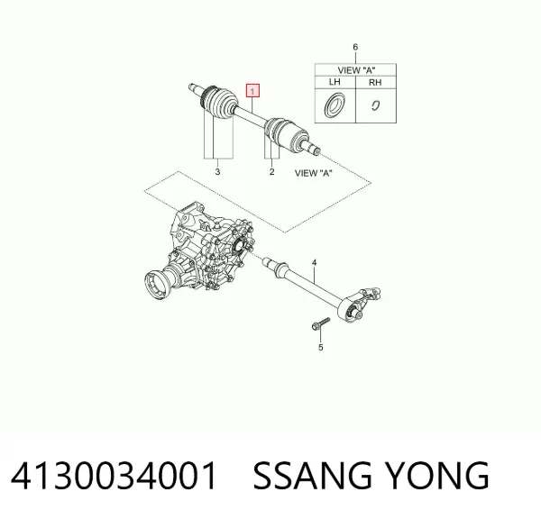 Semieje delantero izquierdo 4130034001 Ssang Yong