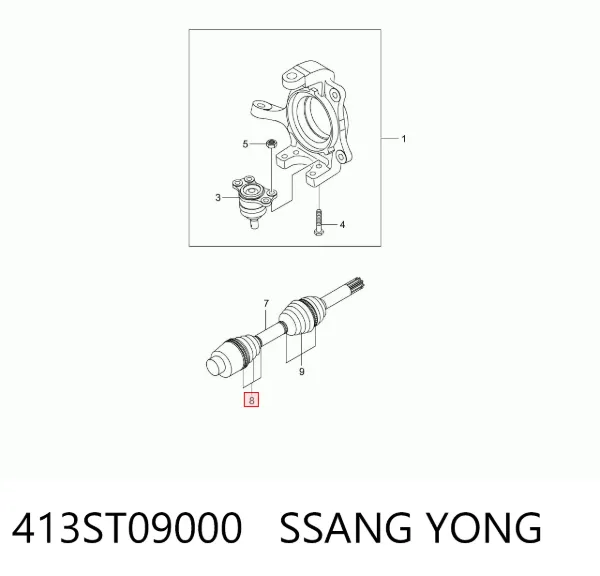 Fuelle de semieje delantero interior 413ST09000 Ssang Yong