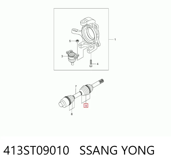 Fuelle de palier delantero exterior 413ST09010 Ssang Yong