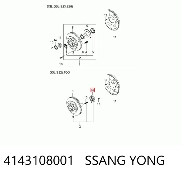 Cojinete de rueda delantero 4143108001 Ssang Yong