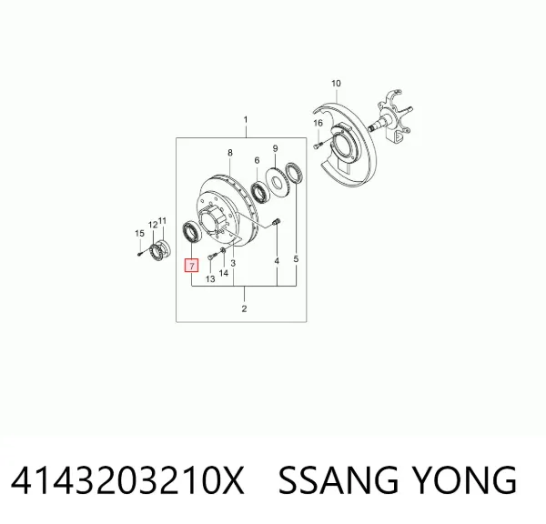 Cojinete exterior del cubo de rueda delantera 4143203210X Ssang Yong
