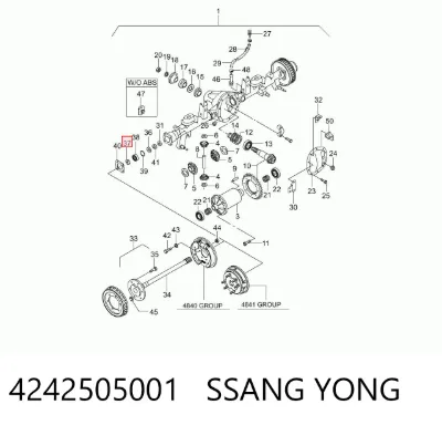 Retén del semieje trasero SSANG YONG 4242505001