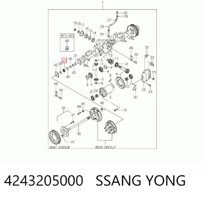 Anillo de retención del rodamiento del semieje trasero SSANG YONG 4243205000