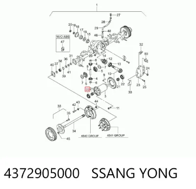 Cojinete del diferencial del eje trasero SSANG YONG 4372905000