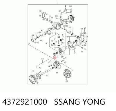 Cojinete del diferencial del eje trasero SSANG YONG 4372921000